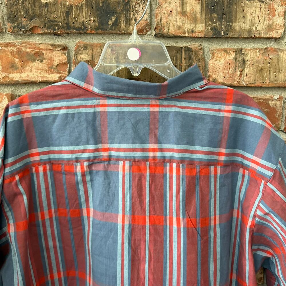 Columbia Mens 2XT Blue Red Camp Plaid Button Down Shirt Short Sleeve Casual - Picture 2 of 7